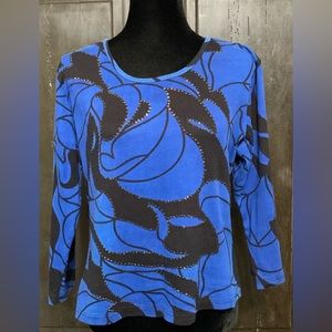 Vintage Karen Hart blue/black longsleeves OS sweater. Size XL